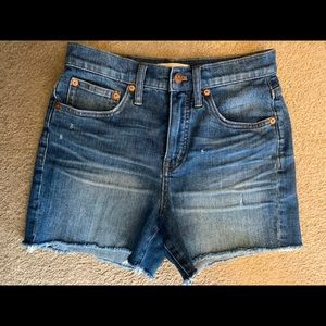 Madewell high-rise distressed denim shorts